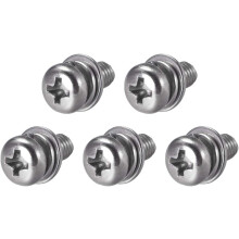 M5 x 12mm Stainless Steel Phillips Pan Head Machine Screws Bolts Combine with Spring Washer and Plain Washers 5pcs