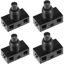 Inline Foot Pedal Push Button Switch, UFO Type Lamp Lighting Foot Control Latching ON/Off Foot Switch Black 4 Pcs