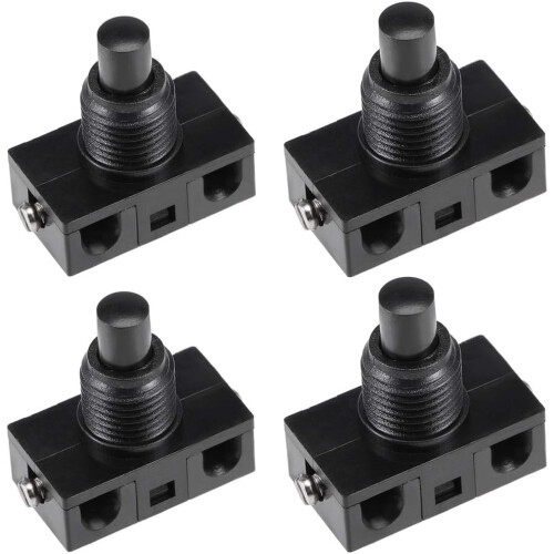 Inline Foot Pedal Push Button Switch, UFO Type Lamp Lighting Foot Control Latching ON/Off Foot Switch Black 4 Pcs