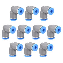 Elbow Push to Connect Air Fittings 4mm Tube OD Pneumatic Quick Release Connectors Grey 10Pcs