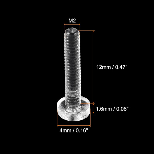 M2x12mm Plastic Phillips Bolts 50pcs PC Pan Head Machine Screws Transparent 1