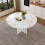 (White, MDF) 47.24" Round Farmhouse Dining Table, White Marble Finish 2