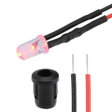 5Set DC 12V 5mm Pre Wired LED with Holder, Red Light Round Top Clear Lens, 8mm Panel Mount