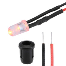 10Set DC 12V 5mm Pre Wired LED with Holder, Orange Light Round Top Clear Lens, 8mm Panel Mount