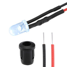 10Set DC 12V 5mm Pre Wired LED with Holder, White Light Round Top Clear Lens, 8mm Panel Mount