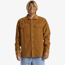 (S, Bone Brown) Quiksilver Mens Venture Corduroy Long Sleeve Collared Shaket Shirt