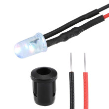 20Set DC 12V 5mm Pre Wired LED with Holder, Fast-Flashing Light Round Top Clear Lens, 8mm Panel Mount