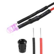 5Set DC 12V 3mm Pre Wired LED with Holder, Pink Light Round Top Clear Lens, 6mm Panel Mount