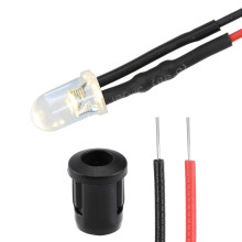 5Set DC 12V 5mm Pre Wired LED with Holder, Warm White Light Round Top Clear Lens, 8mm Panel Mount