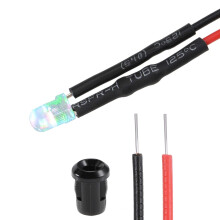 10Set DC 12V 3mm Pre Wired LED with Holder, Multicolor Fast-Flashing Light Round Top Clear Lens, 6mm Panel Mount