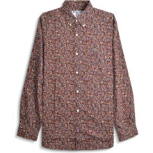 (M, Burgundy) Lambretta Mens Paisley Long Sleeve Shirt