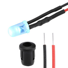 20Set DC 12V 5mm Pre Wired LED with Holder, Ice-Blue Light Round Top Clear Lens, 8mm Panel Mount
