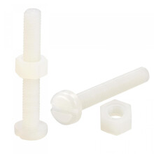 20 Pairs Nylon Screw Nut Assortment, M5x35mm Slotted Pan Head Screws & M5 Hex Nuts for Machinery, Electronics, White