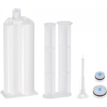 Epoxy Gun Adhesive Cartridge, Plastic Resin Mixer Dual Glue Cartridge with Push Rod and Mixing Tube for 50ml/1.7oz 2:1 AB Glue Adhesive Gun