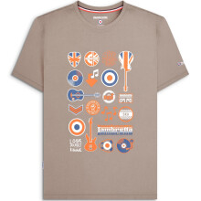 (L, Cinder) Lambretta Mens Music Icon Short Sleeve Graphic T-Shirt Music Mod Guitar Logo