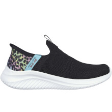 (10K UK, Black) Skechers Kids Ultra Flex 3.0 Colory Wild Slip On Trainers Sneakers - Black