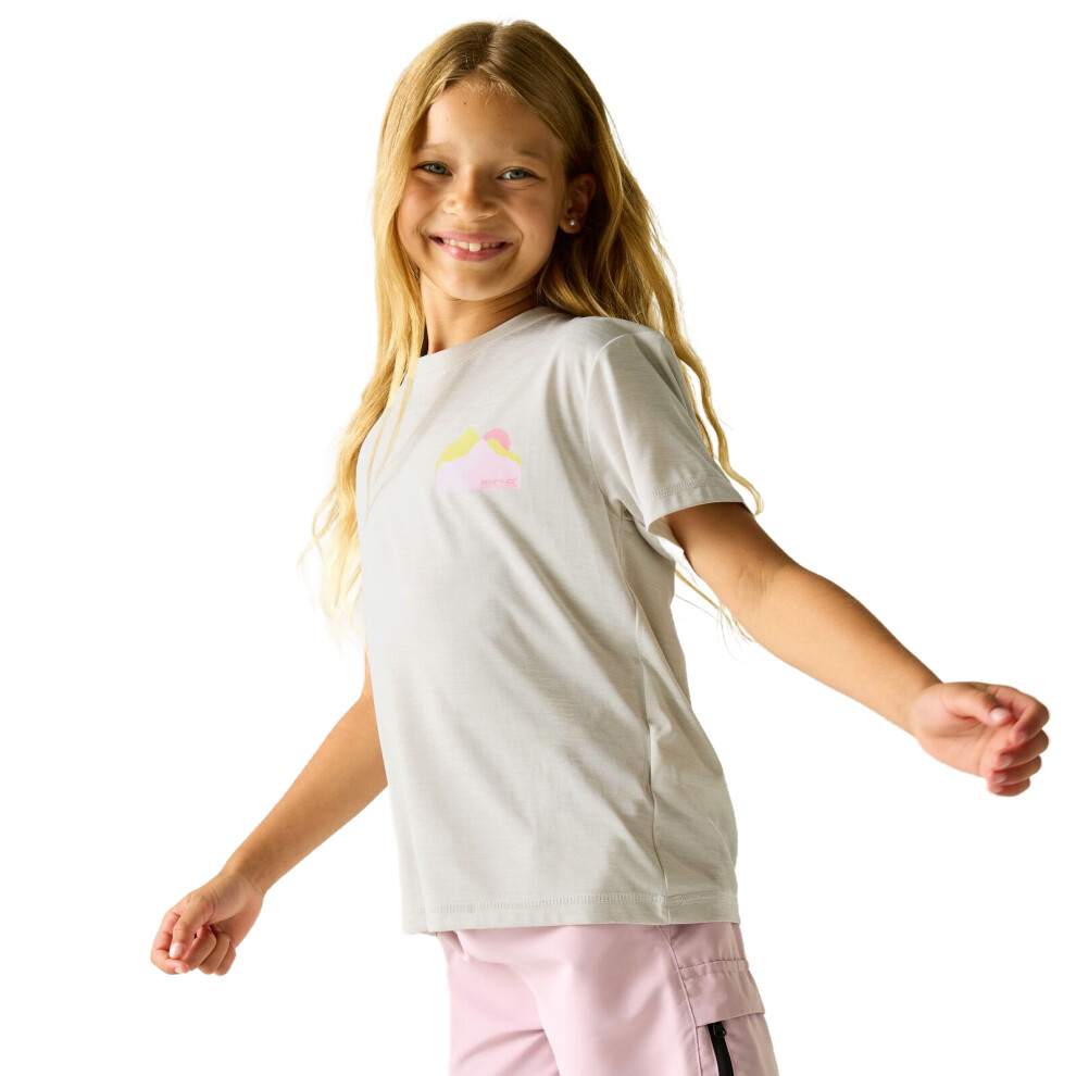 Regatta Unisex Light Grey Aria Short Sleeved Graphic T-Shirt In | Size: 7-8 Years - Image 2