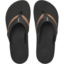 (UK 9, Black/Tan) Reef Mens Cushion Dawn Summer Beach Pool Sandals Thongs Flip Flops - Black/Tan