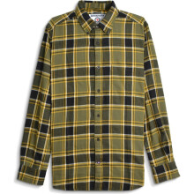 (XL, Khaki/Black/Gold) Lambretta Mens Brushed Large Check Long Sleeve Shirt