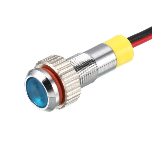 Signal Indicator Light AC/DC 12V 6mm Dash Lamp Flush Panel Mount Blue LED Metal Shell 5Pcs