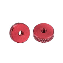 Flat Knurled Nut - M3 x 12mm x 4mm Thumb Nuts Lock Adjusting Nuts Aluminum Alloy Red 10Pcs