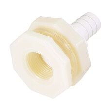 Bulkhead Fitting Adapter 16mm Barbed x G3/4 Female ABS White for Aquariums, Water Tanks, Tubs, Pools
