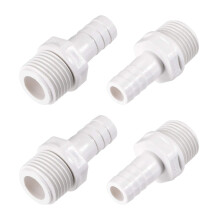 PVC Tube Fitting Adapter 12mm Barbed x G1/2 Male White for Aquariums, Water Tanks, Tubs, Pools 4Pcs
