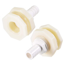 Bulkhead Fitting Adapter 16mm Barbed x G3/4 Female ABS White for Aquariums, Water Tanks, Tubs, Pools 2Pcs