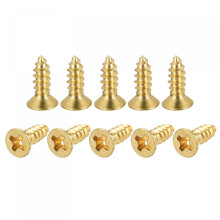 Brass Wood Screws, M3.5x12mm Phillips Flat Head Self Tapping Connector for Door, Cabinet, Wooden Furniture 25Pcs