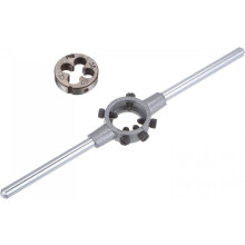 Die Stock Handle Wrench Set, M9 x 0.5 Threading Round Die and 25mm (Fit M7-M9 Dies) Holder Adjustable Wrench Hand Tool