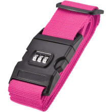 Luggage Strap Suitcase Belt with Buckle, Combination Lock, 2Mx5cm Adjustable PP Travel Packing Accessory, Rose Red