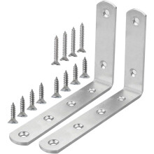 2pcs Angle Bracket Stainless Steel 150x100mm Corner Brace Fastener L Shaped Right Angle Brackets Corner Protector Shelf Support with Screws for Furnit