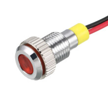Signal Indicator Light AC/DC 110V 8mm Dash Lamp Flush Panel Mount Red LED Metal Shell