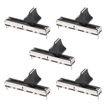 Fader Variable Resistors Mixer 45mm Straight Slide Potentiometer B10K Ohm with Black White Knobs 5pcs