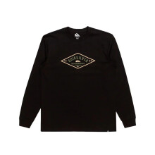 (S, Black) Quiksilver Mens Diamond Logo Long Sleeve T-Shirt