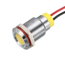 Signal Indicator Light AC/DC 12V 12mm Dash Lamp Flush Panel Mount Yellow LED Metal Shell