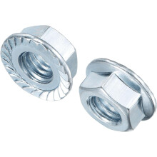 7/16"-14 Serrated Flange Hex Lock Nuts, Carbon Steel Zinc Plated 10pcs