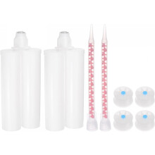 2Pcs Epoxy Gun Adhesive Cartridge, Plastic Resin Mixer Dual Glue Cartridge with Mixing Tube for 400ml/13.5oz 1:1 AB Glue Adhesive Gun