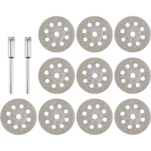 10 Pcs 25mm Diamond Coated 8 holes Cutting Wheels with 2 Pcs 3mm Mandrels for Rotary Tool