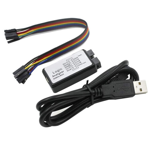 USB-Logikanalysator mit 12 Testklemmen (6 Farben), USB-Kabel, 24 MHz, 8 Kanäle, UART, IIC, SPI-Debugging 1