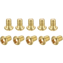 Brass Machine Screws, M4x6mm Phillips Pan Head Fastener Bolts for Furniture, Office Equipment, Electronics 10Pcs