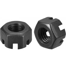 M10x1.5mm Hexagon Slotted Nut, Grade 4.8 Carbon Steel Hex Castle Nuts, Black, 10Pcs