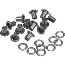 Grommets Eyelets with Washers Kit, 8 x 4 x 7mm Copper Grommet Chrome Plated for DIY or Craft Projects Black 200 Set