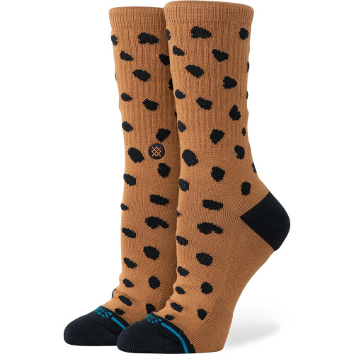 (S, Brown) Stance Leopard Crew Socks