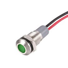 Signal Indicator Lights AC/DC 12V-24V 8mm Panel Mount Green LED Waterproof Metal Shell Warning Lamps for Car Motorcycles Boat
