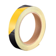 Reflective Tape Yellow Black, 20mm x 25m, Outdoor Waterproof Warning Tape for Bikes, RV, and Boat Striping Marking