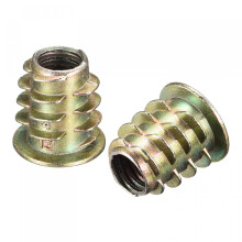 M6x15mm Furniture Screw-in Nut Zinc Alloy Threaded Insert Nuts for Wood 15pcs