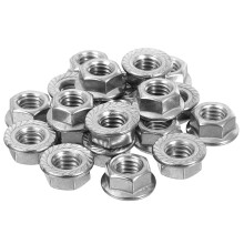 3/8-16 Serrated Flange Hex Lock Nuts, 25Pcs 304 Stainless Steel Non-Slip Hexagon Flange Nut, Full Thread, Bright Finish, Silver