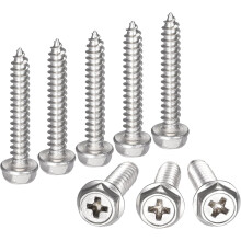 Phillips Hex Washer Self Tapping Screws, M5 x 30mm 304 Stainless Steel Hex Flange Sheet Metal Screw 25pcs