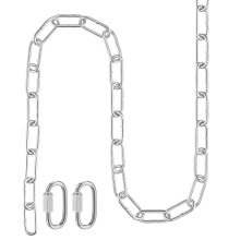 Proof Coil Chain 1.2 Meter 2.95mm Thick 176Lbs Load Capacity with 2 Quick Link, Zinc Plated 304 Stainless Steel for Clothes Hanging Guardrail